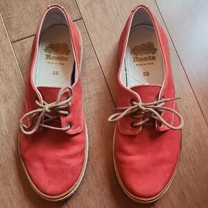 Roots Women's Red Genuine Leather Suede Shoes / Made in Italy